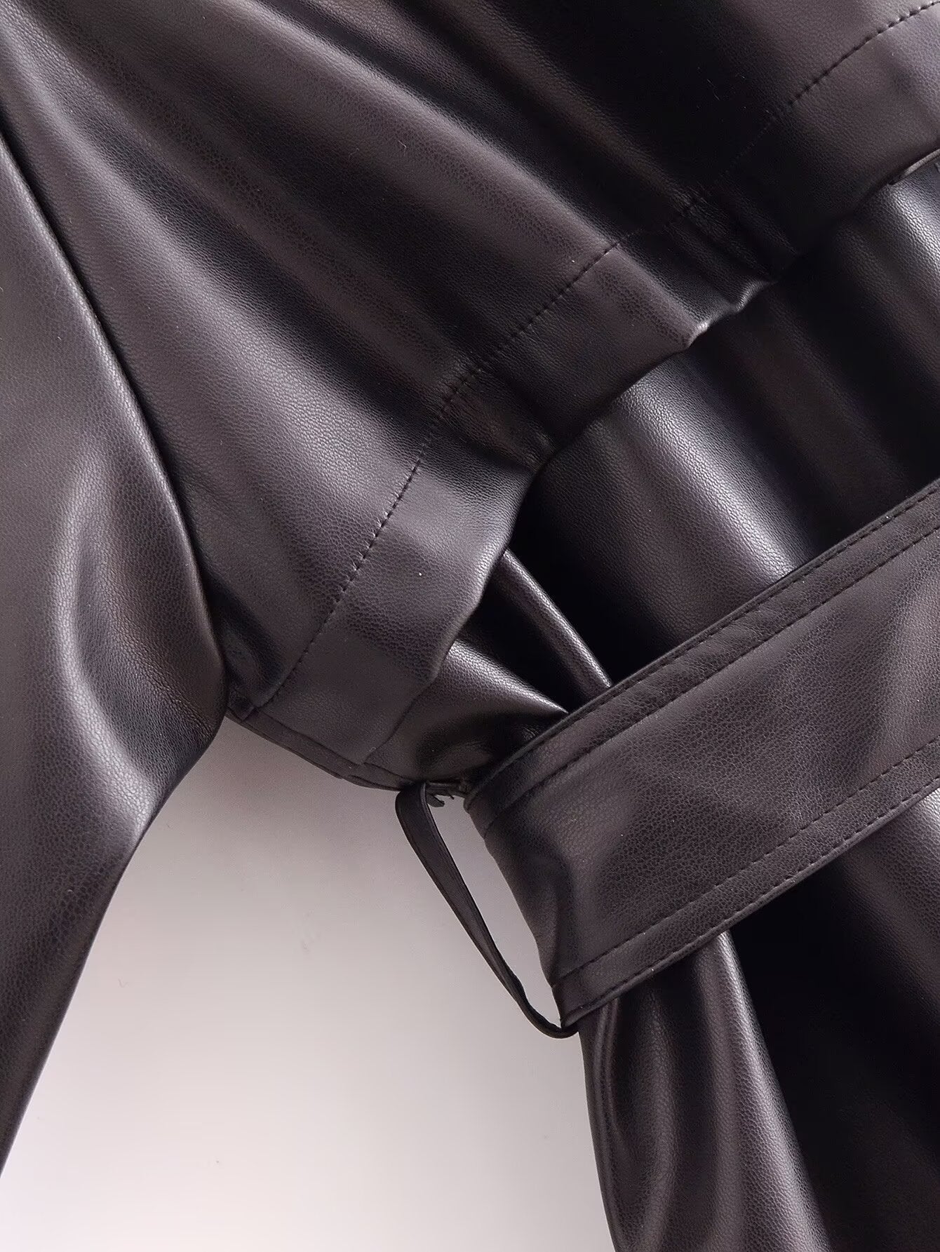 Artificial Leather Long Coat