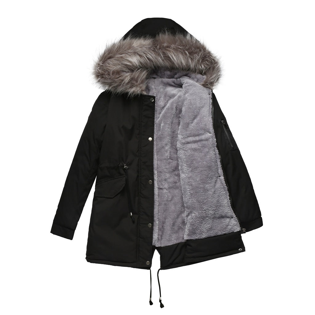 Fur Collar Fleece Cotton-Padded Parkas
