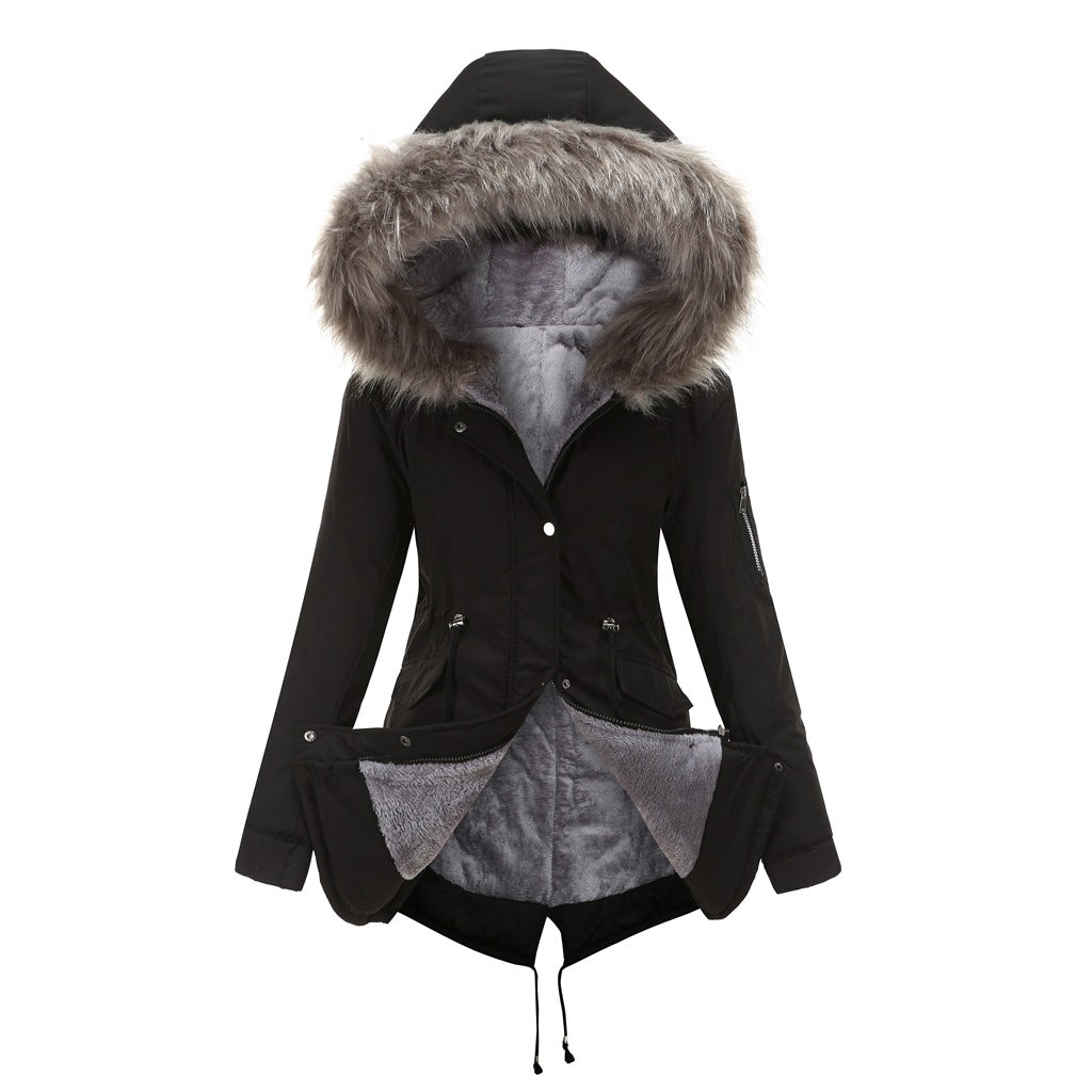 Fur Collar Fleece Cotton-Padded Parkas