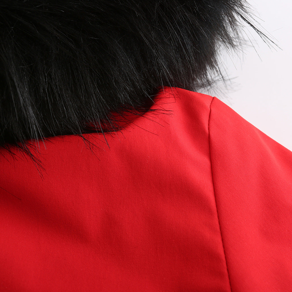 Fur Collar Fleece Cotton-Padded Parkas