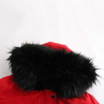 Fur Collar Fleece Cotton-Padded Parkas