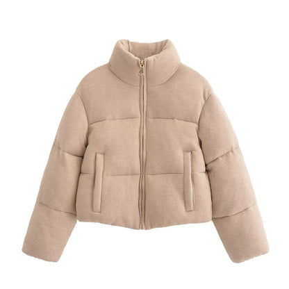 Stand-Collar Short Warm Cotton Jacket