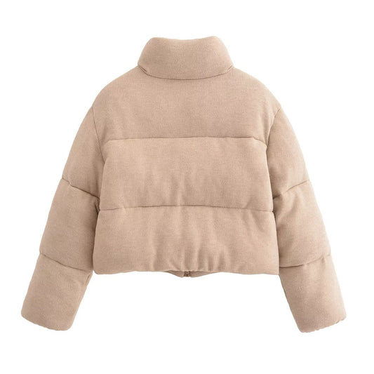 Stand-Collar Short Warm Cotton Jacket