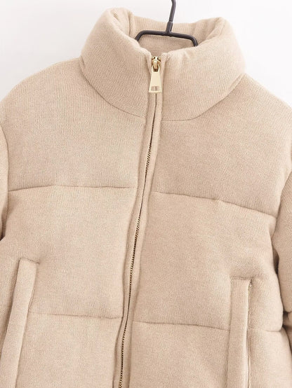 Stand-Collar Short Warm Cotton Jacket