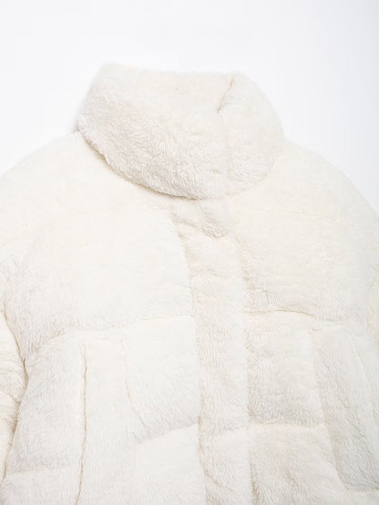 Stand-Collar Long-Sleeve Zipped Padded Jacket