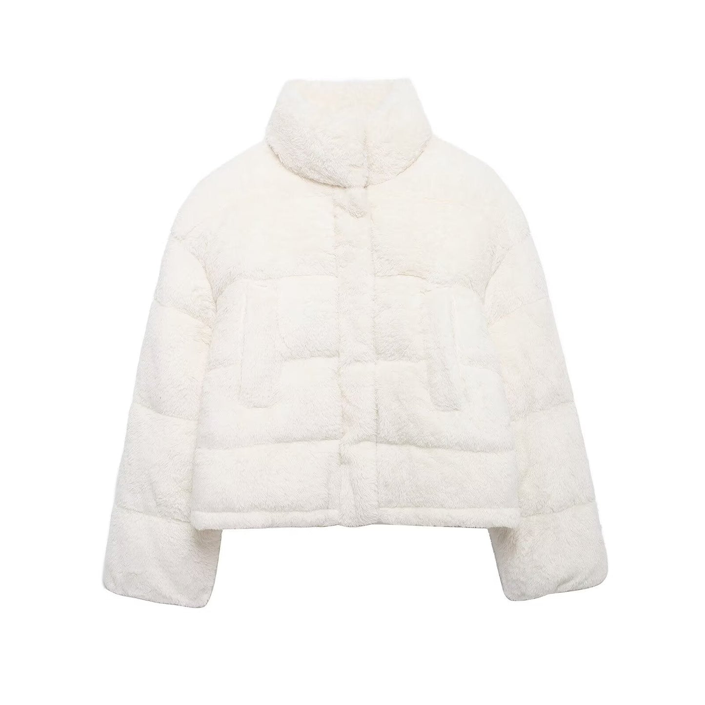 Stand-Collar Long-Sleeve Zipped Padded Jacket