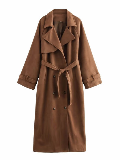 Double Button Long Trench Coat Jacket