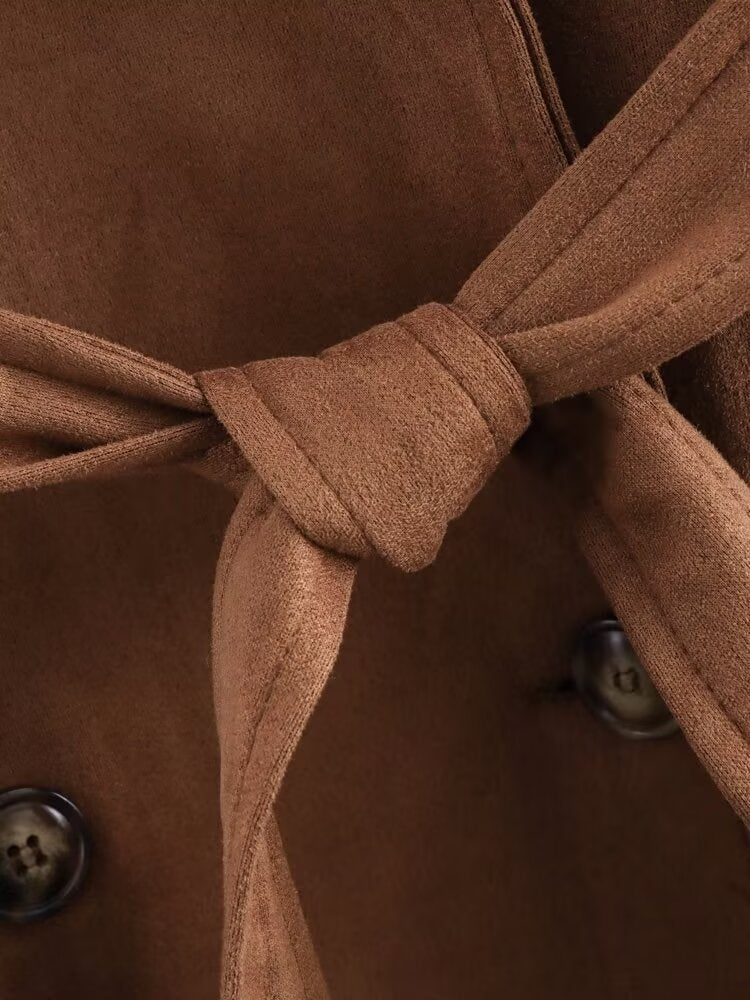 Double Button Long Trench Coat Jacket