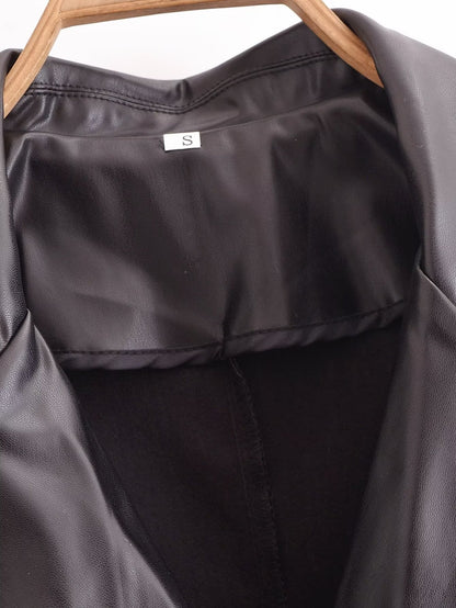 Faux Leather Sleeveless Trench Coat Dress