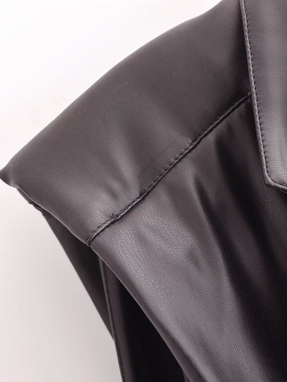 Faux Leather Sleeveless Trench Coat Dress