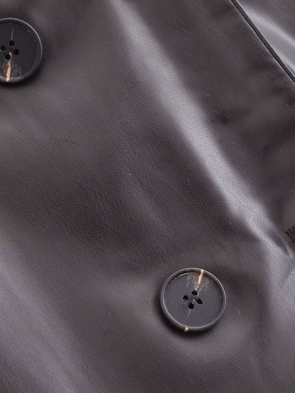 Faux Leather Sleeveless Trench Coat Dress