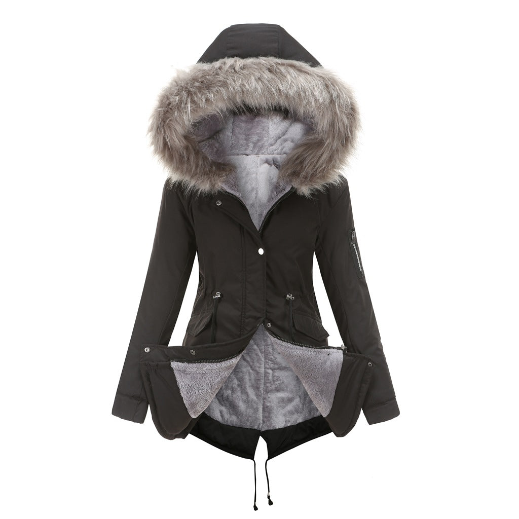 Fur Collar Fleece Cotton-Padded Parkas