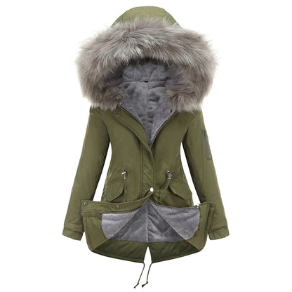 Fur Collar Fleece Cotton-Padded Parkas