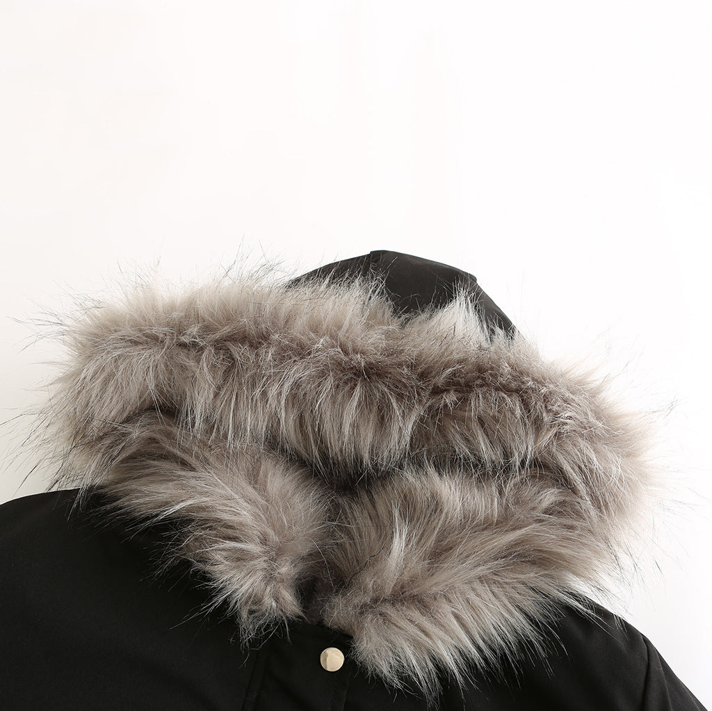 Fur Collar Fleece Cotton-Padded Parkas