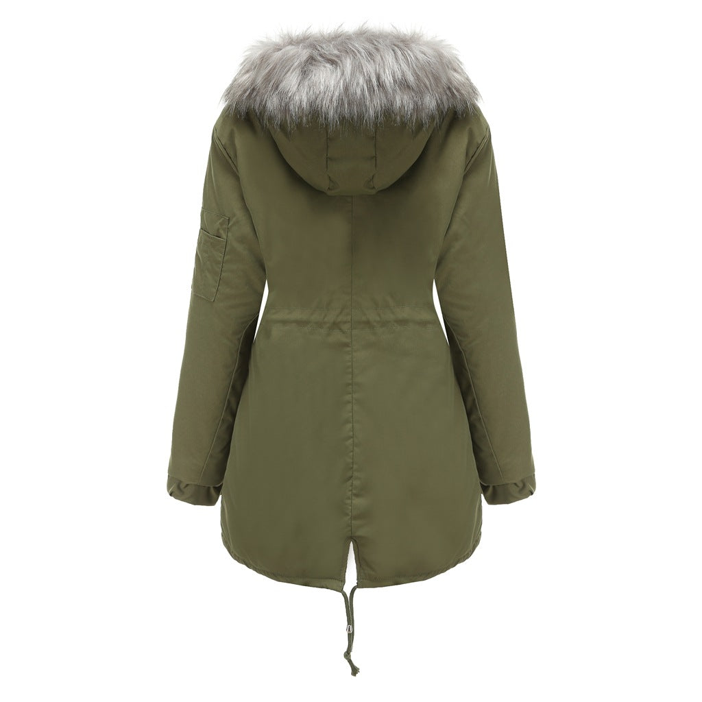 Fur Collar Fleece Cotton-Padded Parkas