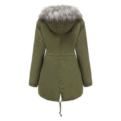 Fur Collar Fleece Cotton-Padded Parkas