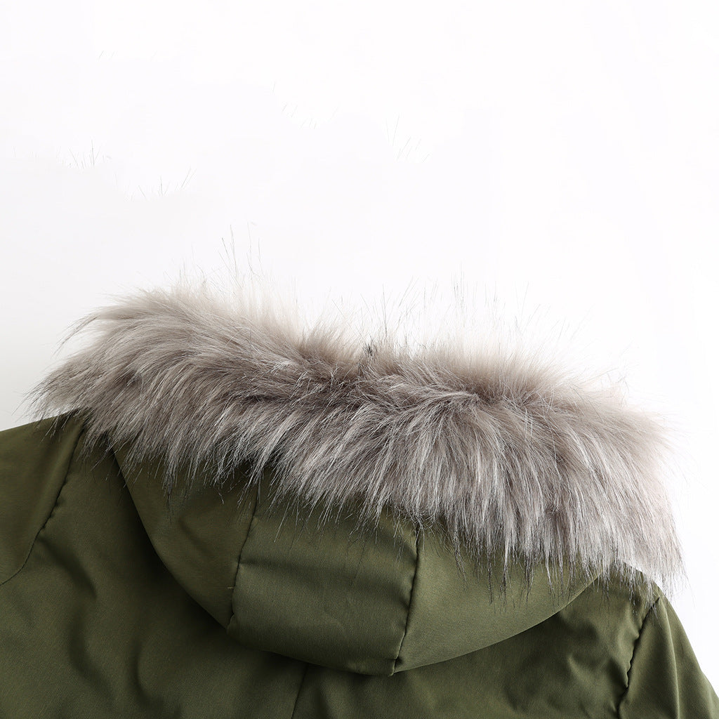 Fur Collar Fleece Cotton-Padded Parkas