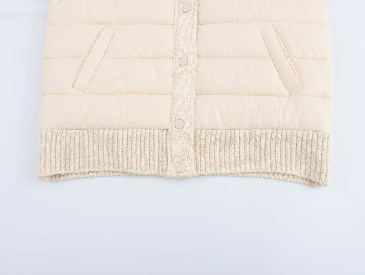 Stand-Collar Knitted Patchwork Jacket