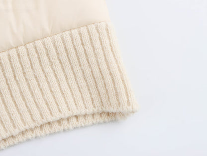 Stand-Collar Knitted Patchwork Jacket