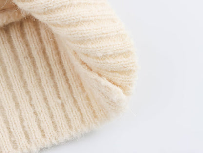 Stand-Collar Knitted Patchwork Jacket