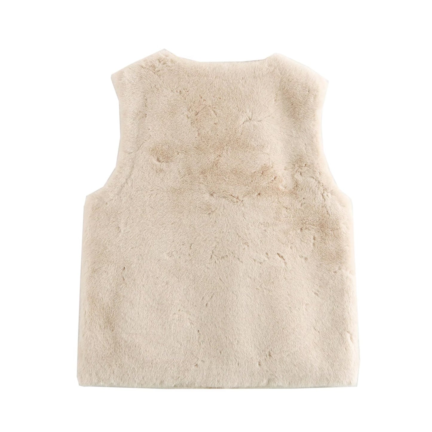 Imitation Marten V-neck Vest Jacket