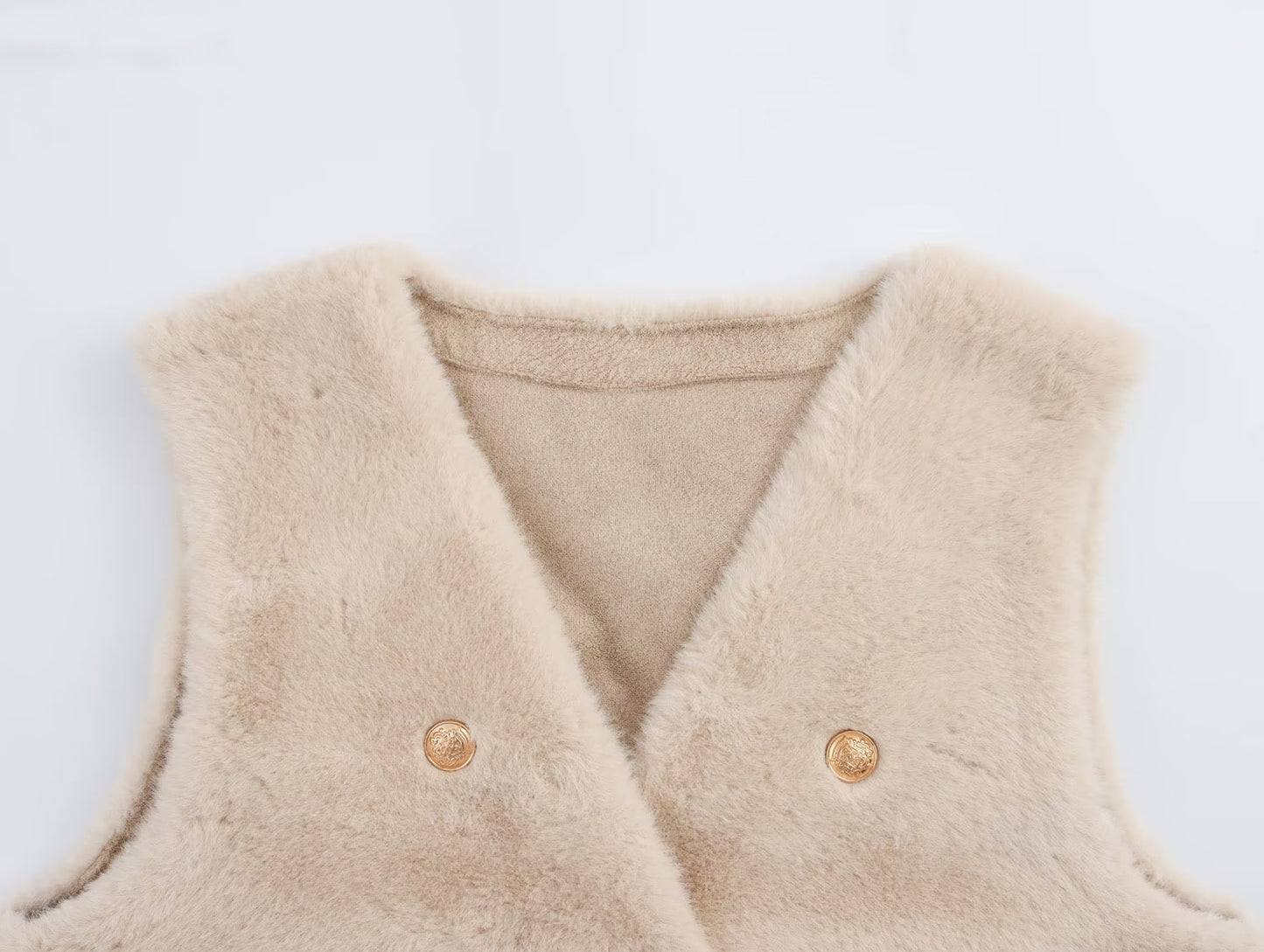 Imitation Marten V-neck Vest Jacket