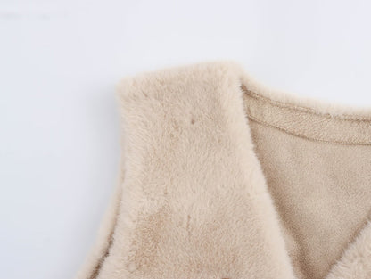 Imitation Marten V-neck Vest Jacket