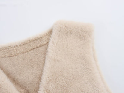 Imitation Marten V-neck Vest Jacket