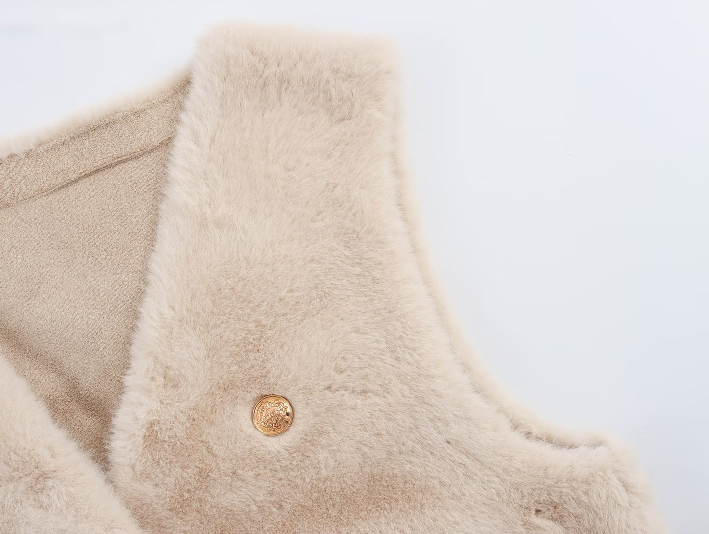 Imitation Marten V-neck Vest Jacket