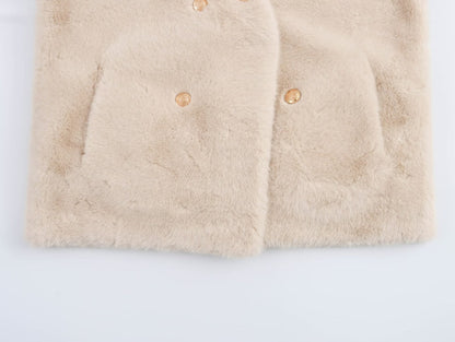 Imitation Marten V-neck Vest Jacket