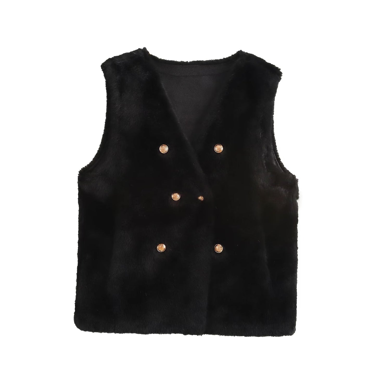 Imitation Marten V-neck Vest Jacket