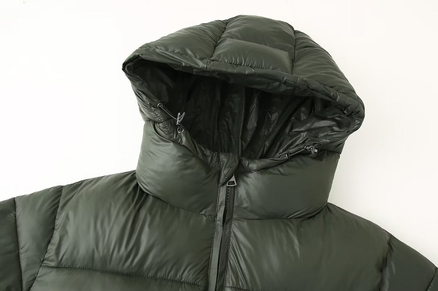 Hooded Long-Sleeve Down Cotton Jacket