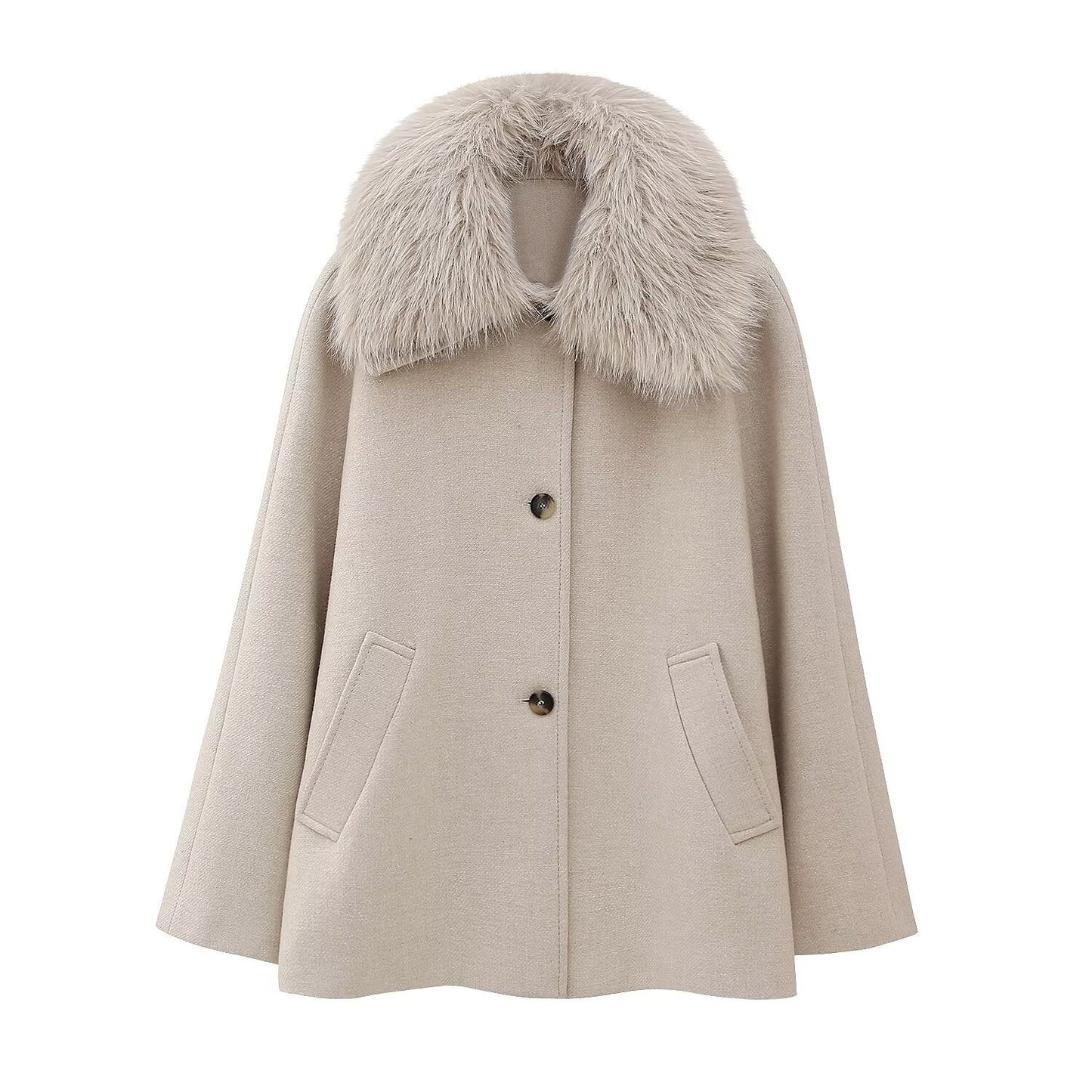 Blended Fur Collar Jacket
