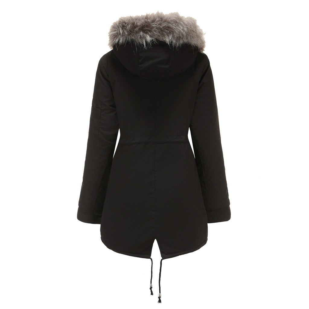 Fur Collar Fleece Cotton-Padded Parkas