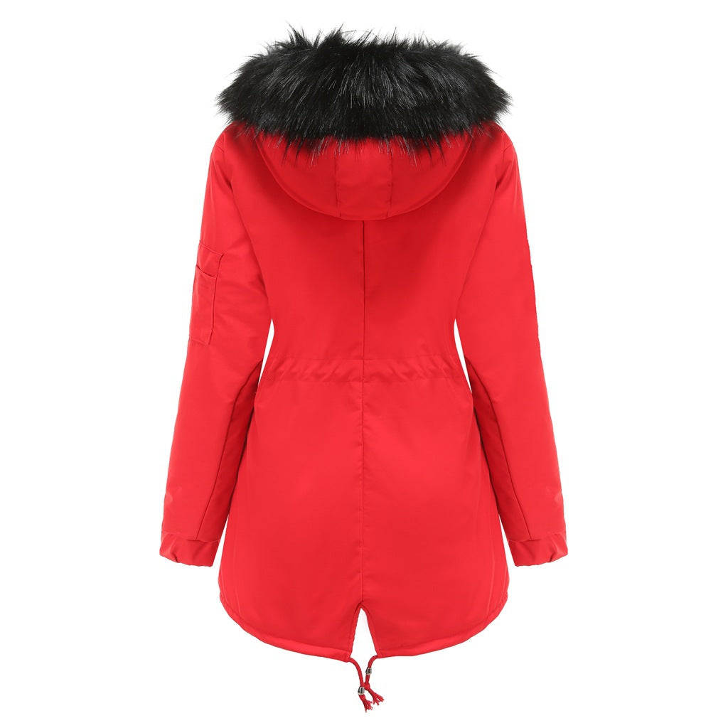Fur Collar Fleece Cotton-Padded Parkas