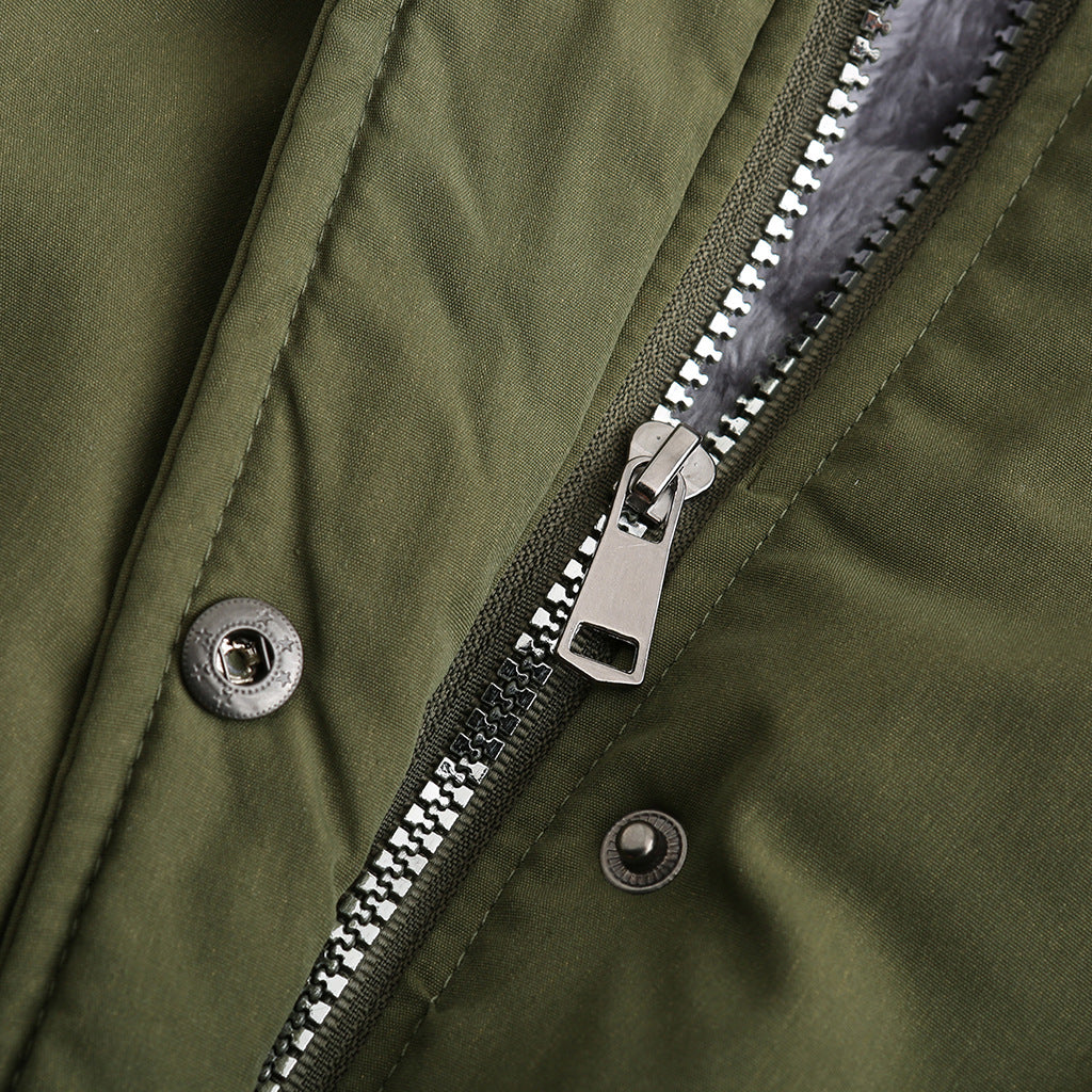 Fur Collar Fleece Cotton-Padded Parkas