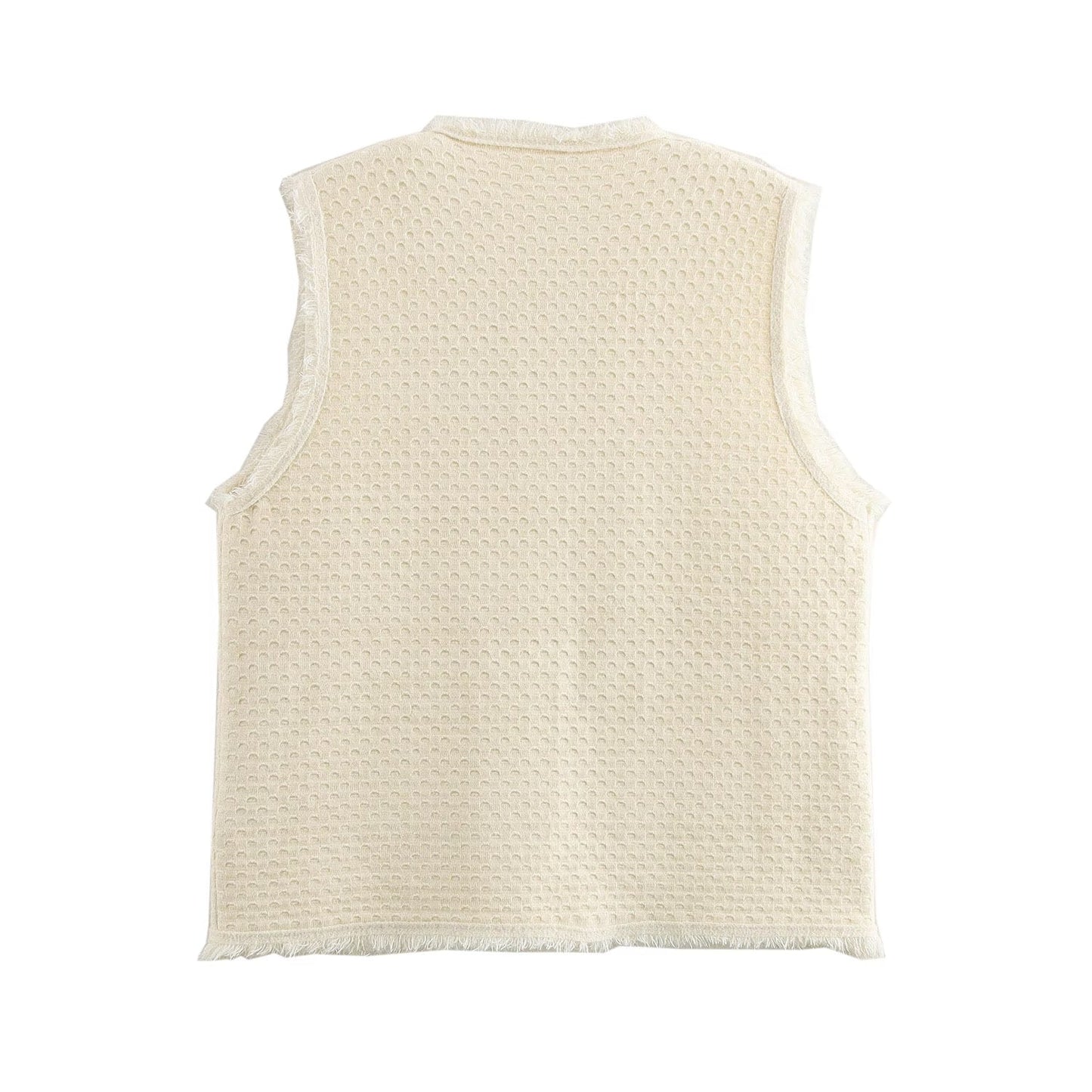 Fringed Knit Sleeveless Vest