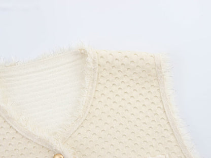 Fringed Knit Sleeveless Vest