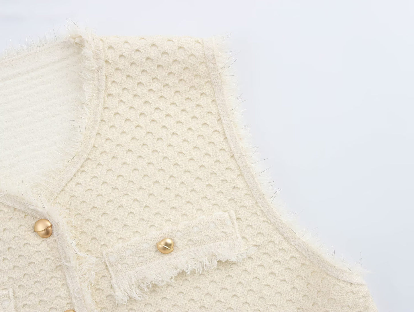 Fringed Knit Sleeveless Vest