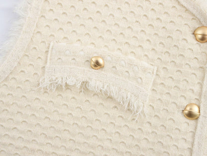 Fringed Knit Sleeveless Vest