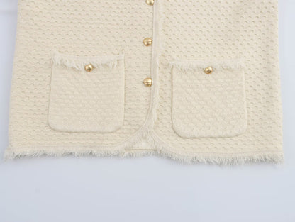 Fringed Knit Sleeveless Vest