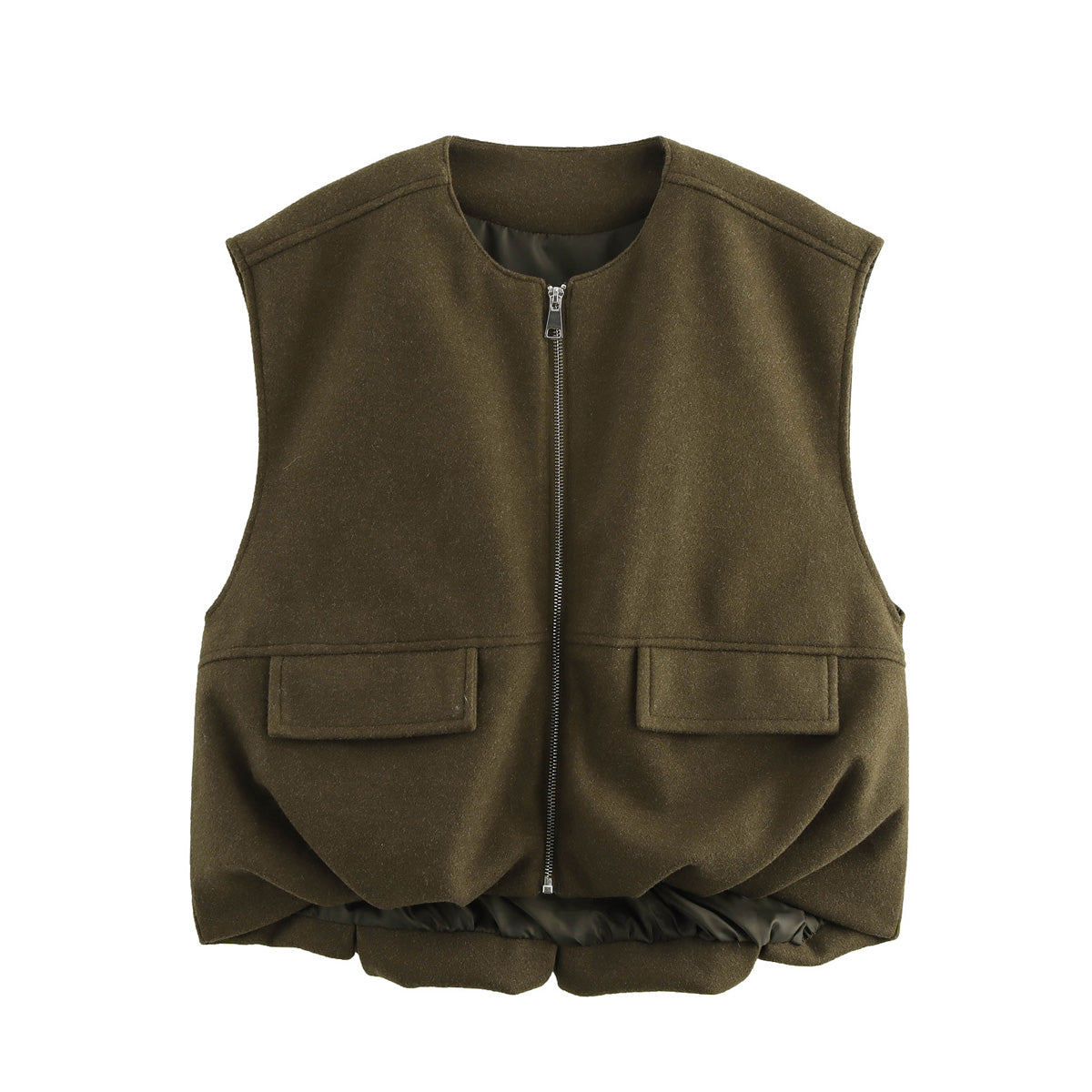 Sleeveless Pleated Loose Vest Coat