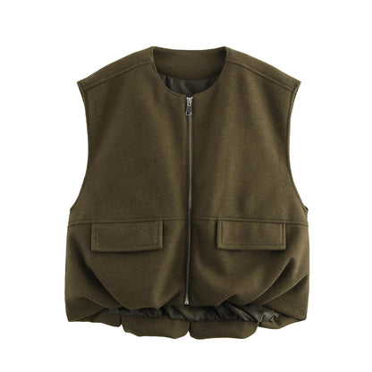 Sleeveless Pleated Loose Vest Coat