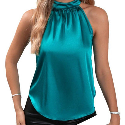 Solid Color Halter Sleeveless Top