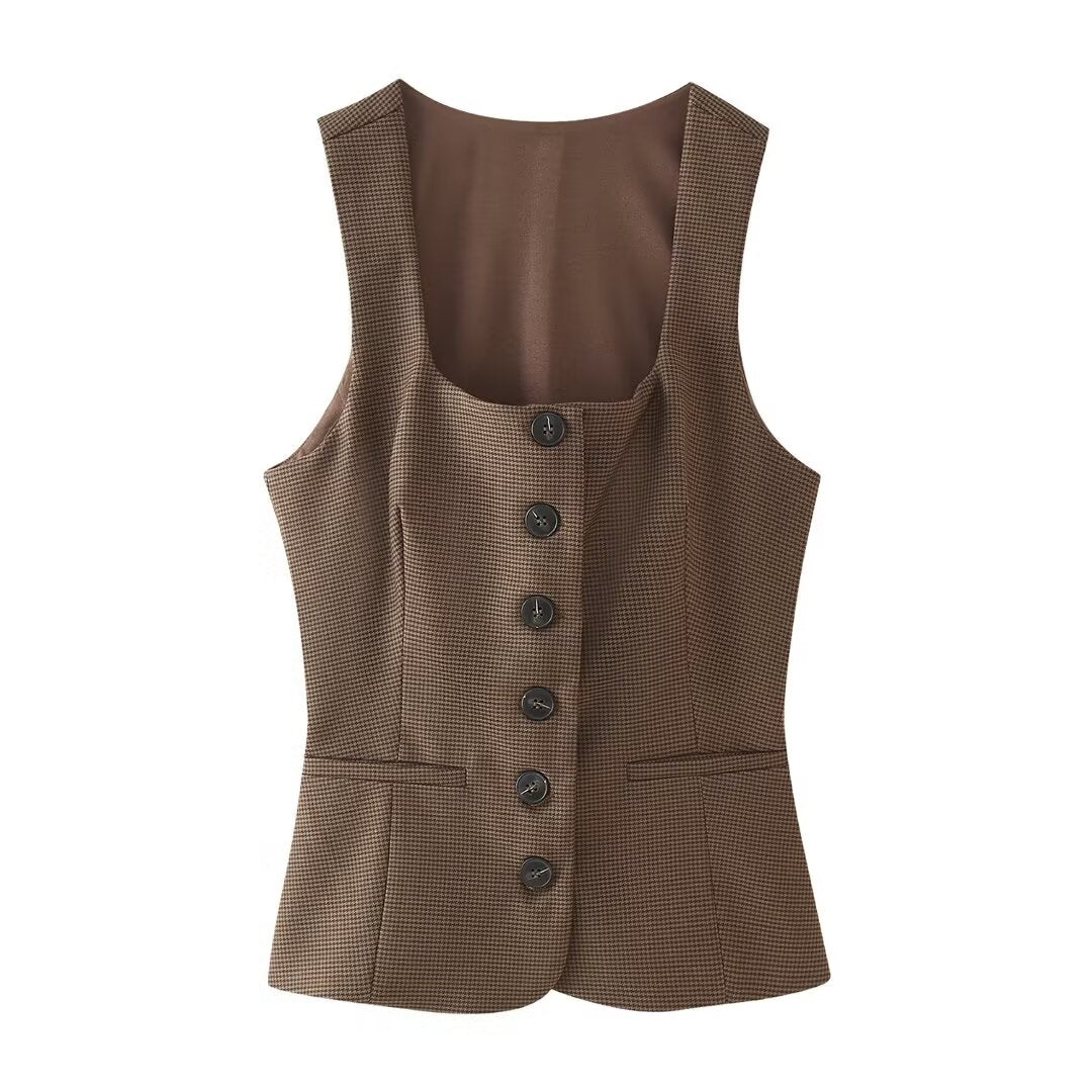 Plaid Sleeveless Vest Top