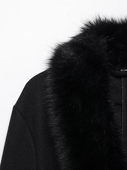 Artificial Fur Belted Trench Coat