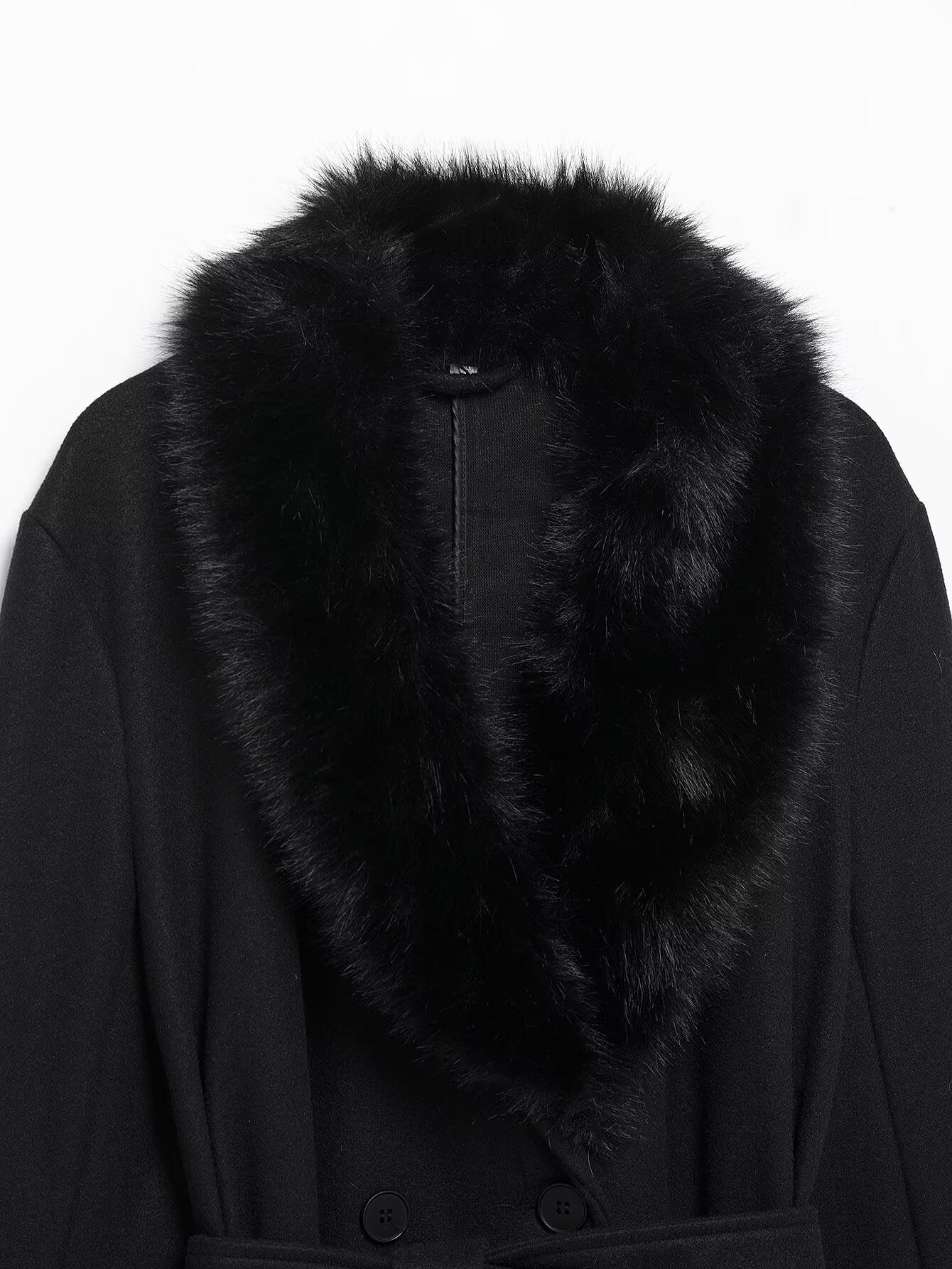 Artificial Fur Belted Trench Coat