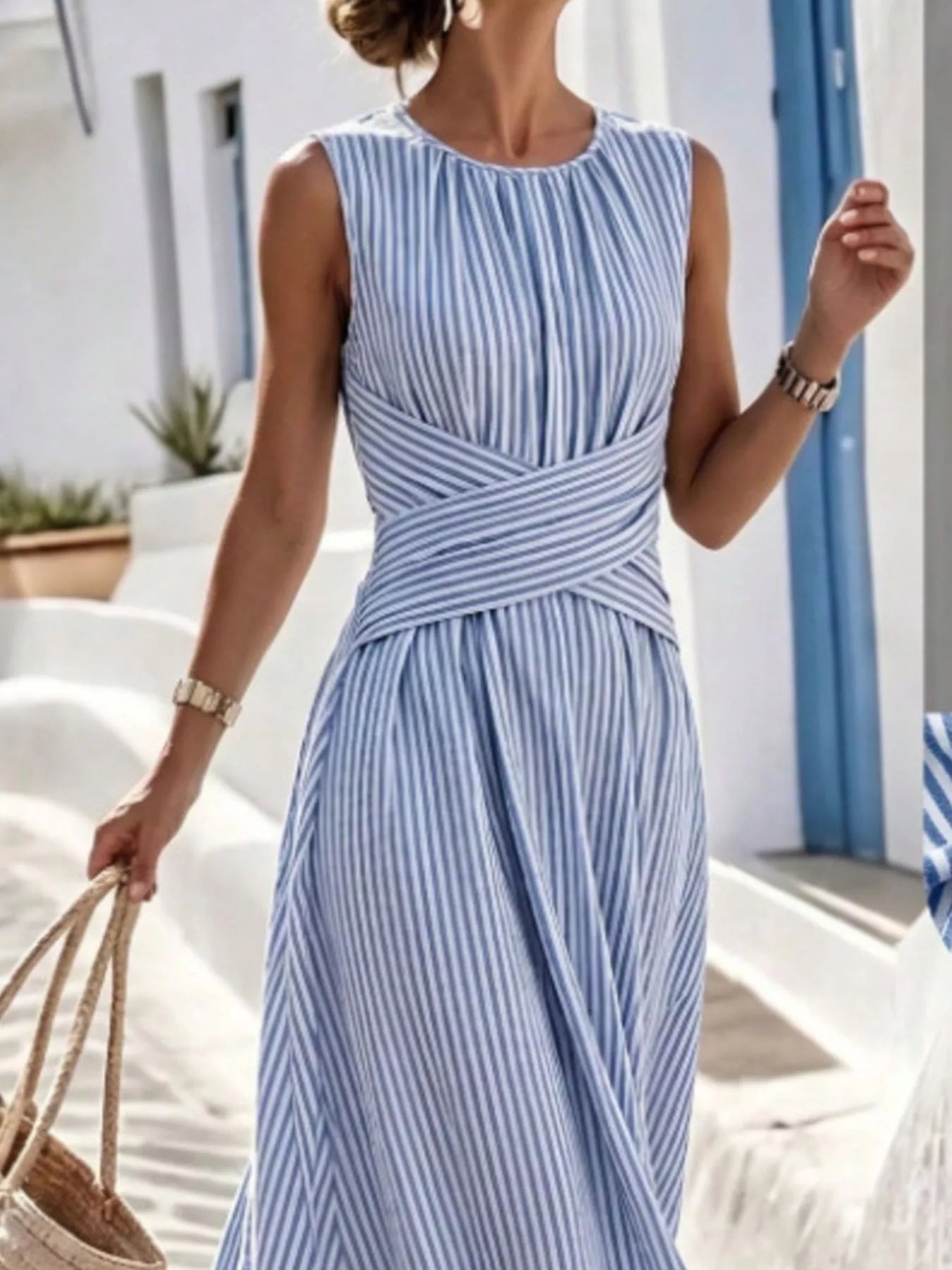 Full Size Striped Sleeveless Maxi Dress Plus Size | Diva USA