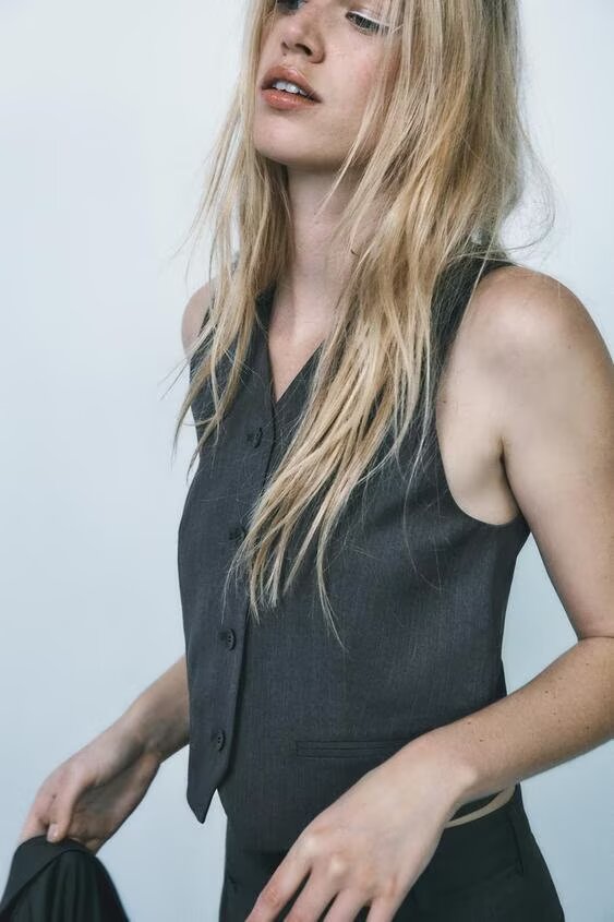 Striped Belted Blazer Vest