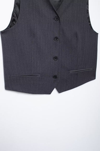 Striped Belted Blazer Vest